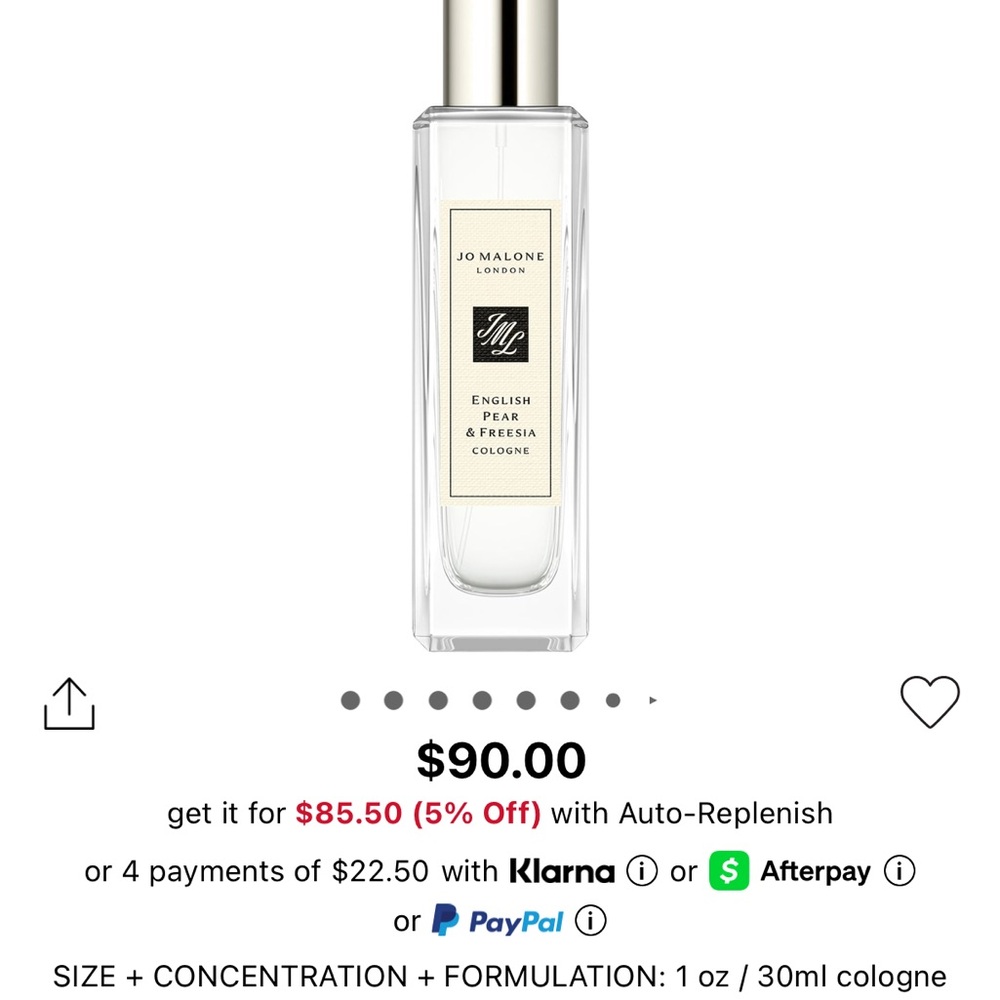 Jo Malone English Pear & Freesia Clear Bottle